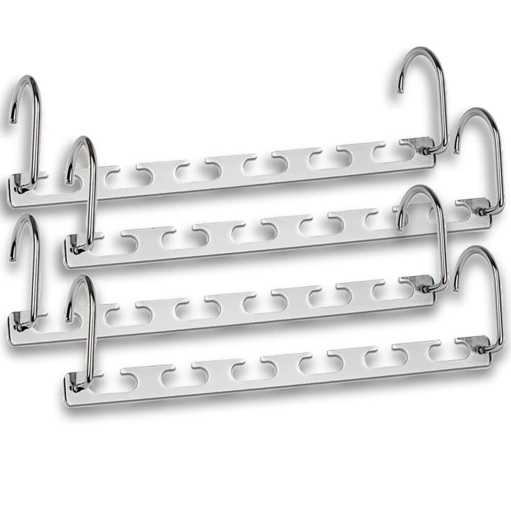HJHY Metal Clothes Hangers Clothing Organiser Wardrobe Space Save and Organization Hooks (4 Packs)
