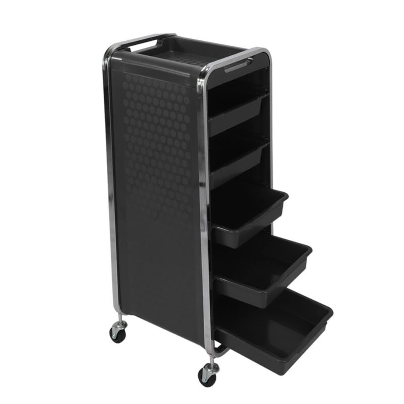 Holdfiturn 6-Tier Salon Storage Trolley 31 * 36 * 90cm with 5 Drawers and Wheels - Multifunctional, Adjustable for Salon Hairdressing Tools (Black)
