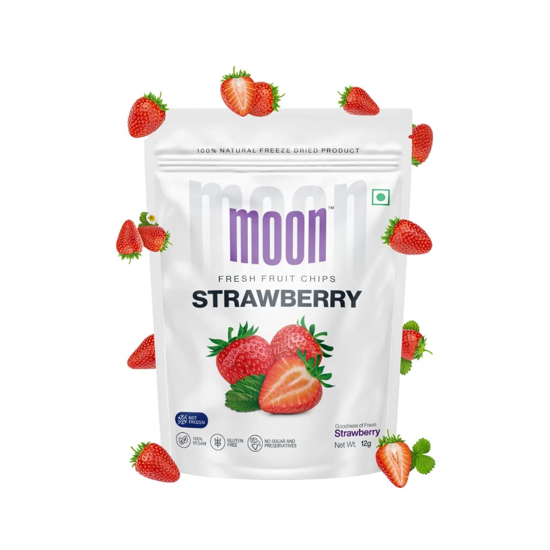 Moon Freeze Dried Strawberry Chips | No Preservatives, No Added Sugar, Healthy Dried Fruit | 100% Natural, Vegan, Gluten Free Snack for Kids and Adults | 12 g Pouch (Pack of 1)