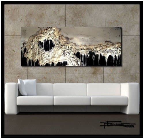 ELOISE WORLD STUDIO - ELOISExxx XL Modern Canvas Wall Art-Deluge Limited Edition, Hand Embellished, Giclee on Canvas, Textured Abstract Painting 60 x 24 x 1.5