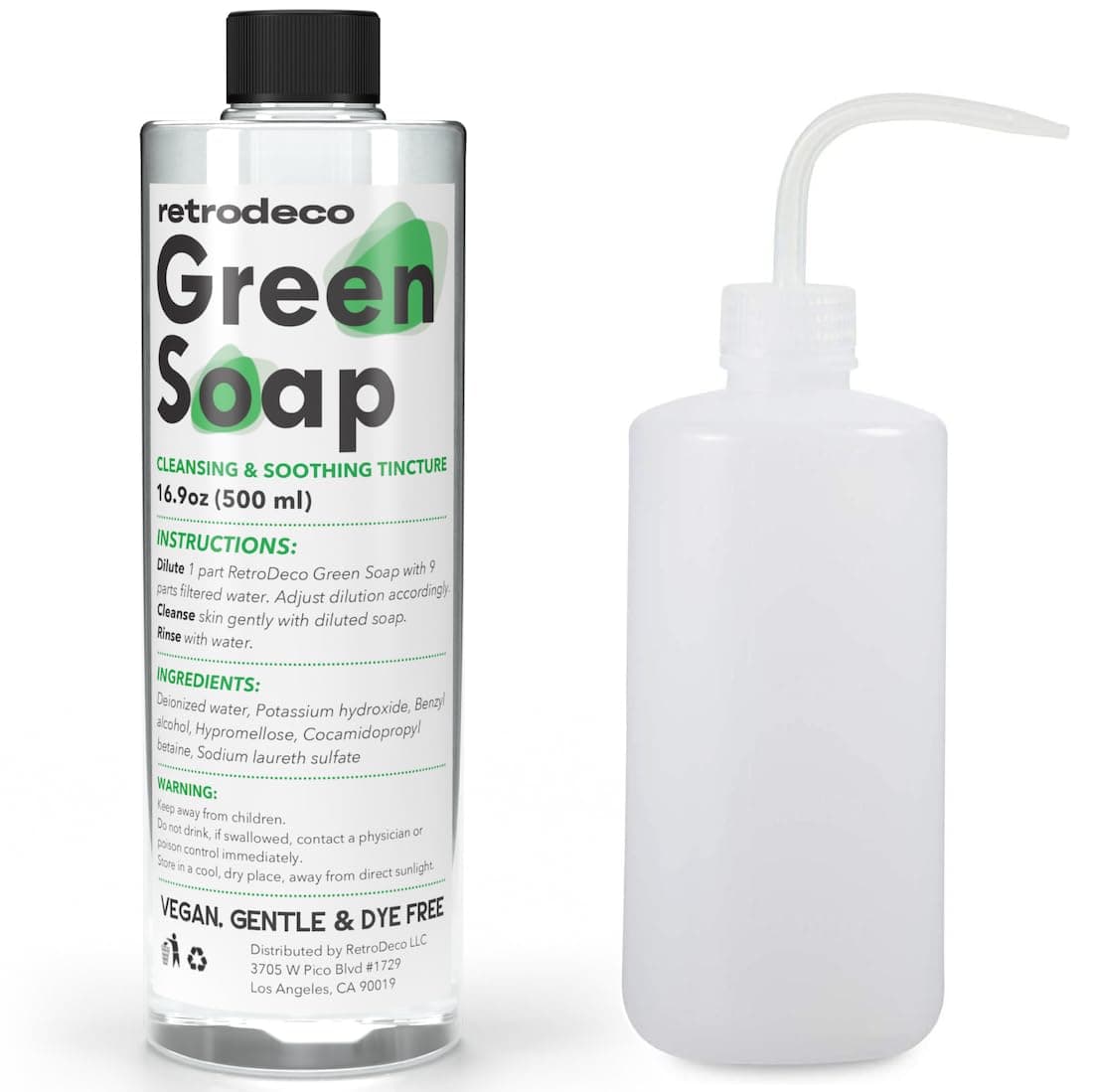Ultra Concentrated 16.9oz Tincture of Green Tattoo Soap USP: Makes 1.3 Gallons of Green Soap with XL 16.9oz Squeeze Bottle