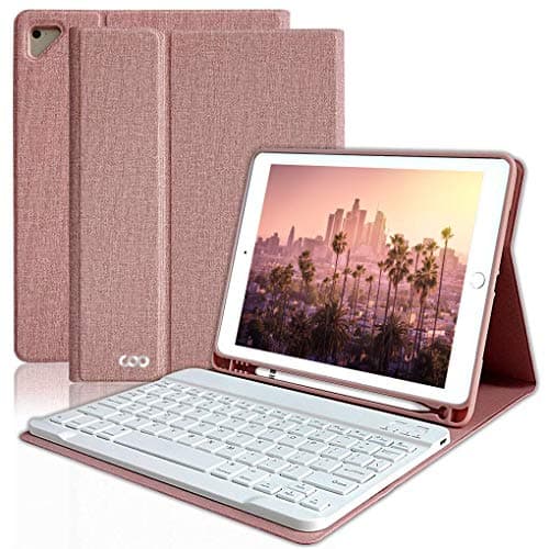 iPad Keyboard Case 6th Gen for 9.7 iPad Pro 2018/2017 (5th Gen), iPad Air 2/Air, Wireless Bluetooth Detachable Protective Cover with Pencil Holder, Smart Auto Sleep-Wake (Champagne)