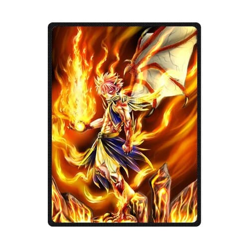 Anime Fairy Tail Etherious Natsu Customized Design Woolen Blanket Fleece Blanket Indoor and Outdoor Blanket Travel Blankets 58x80 Inches (Large)