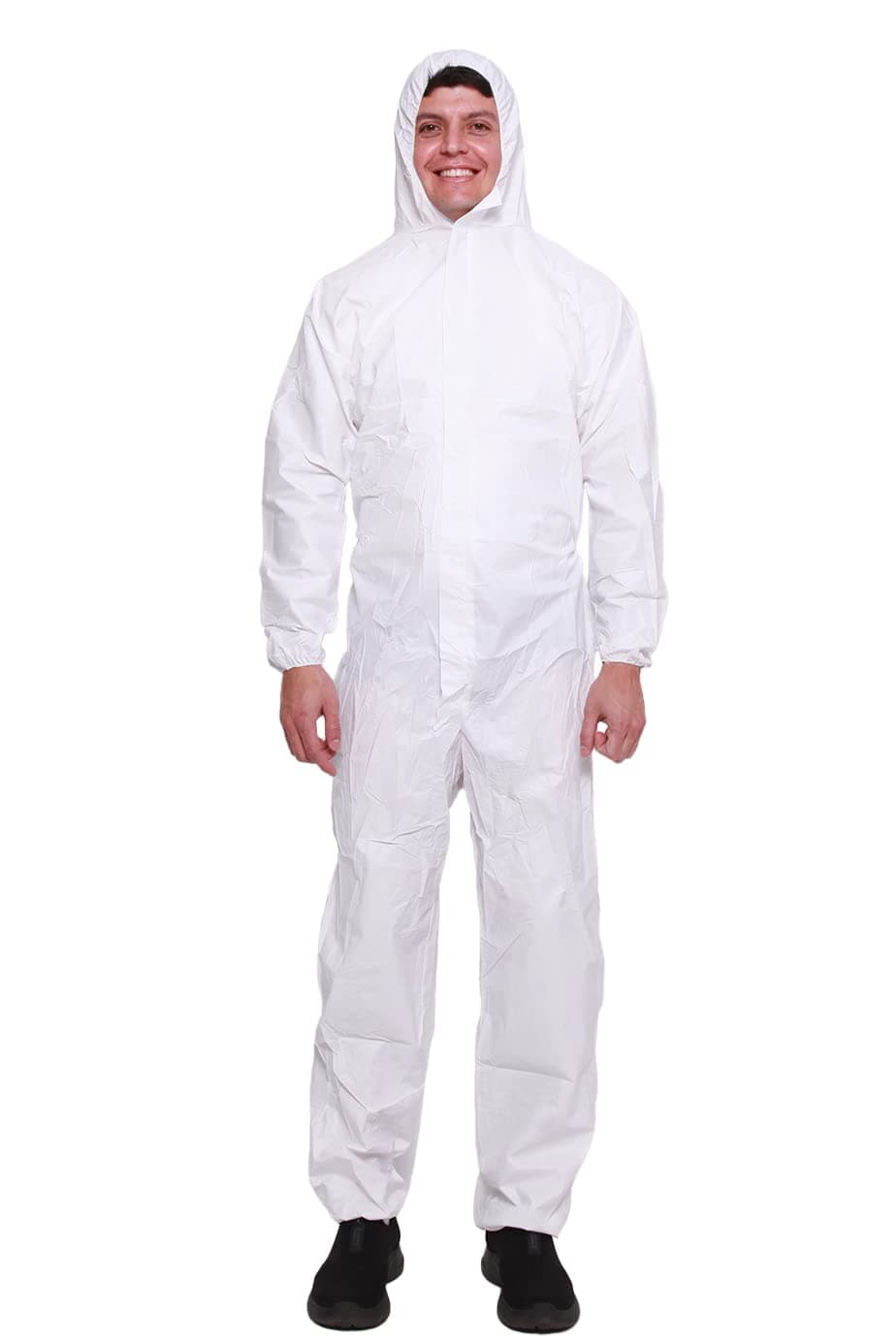 Unisex Disposable Hazmat Type Coverall with Hood Health and Safety Protective Clothing Category 3