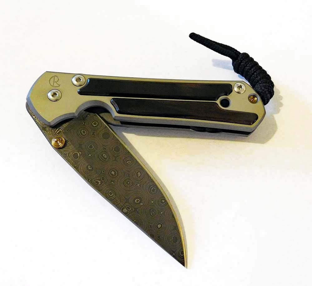 Chris Reeve S21-1122 Small Sebenza 21 Raindrop Damascus Blade, Macassar Ebony Inlay