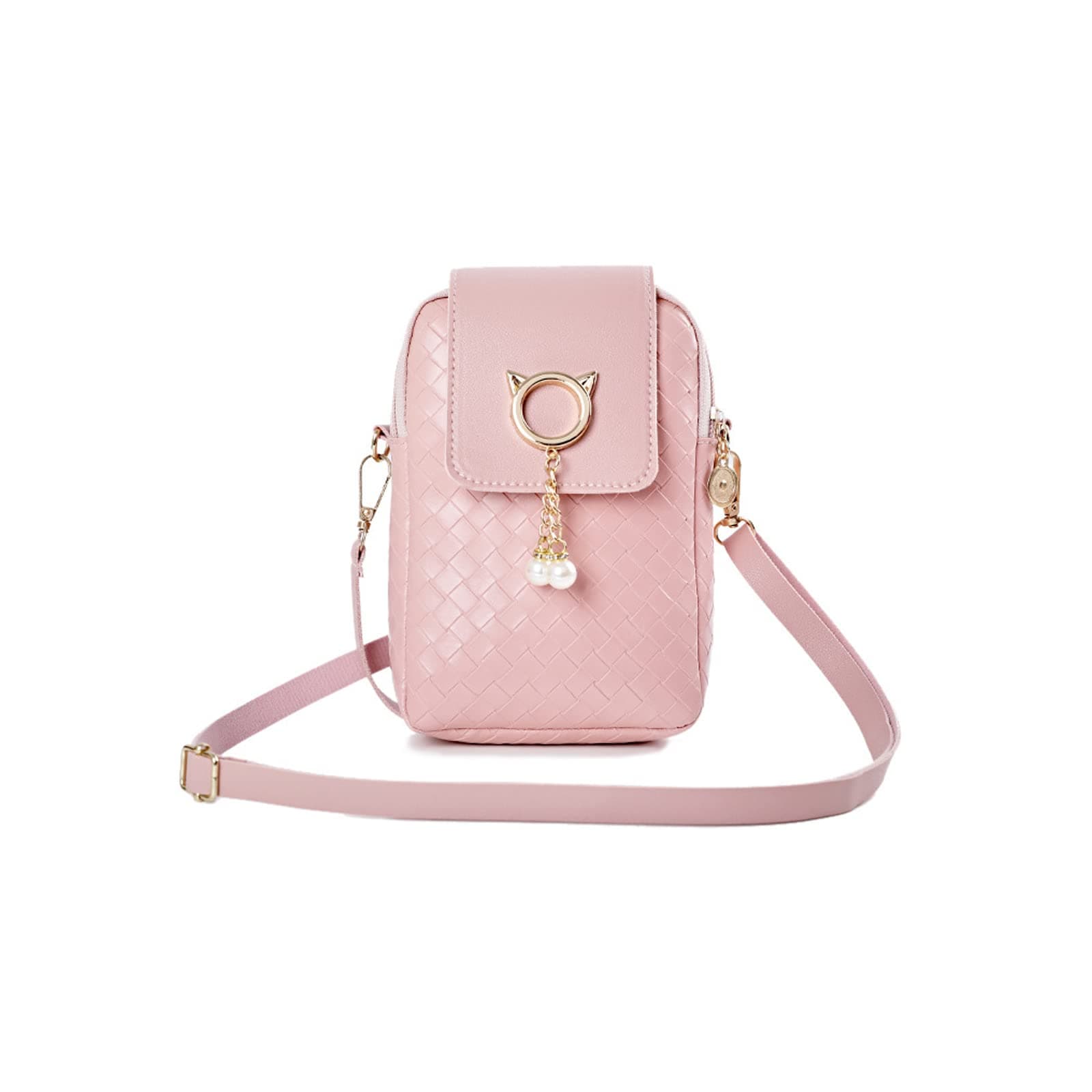 FuninCreaLadies Crossbody Bag, PU Shoulder Bag, Zipped Mobile Phone Bag Messenger Bag with Adjustable Shoulder Strap