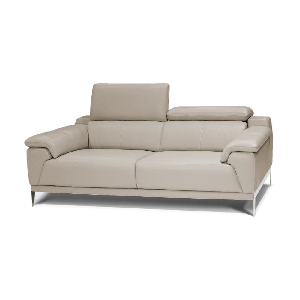 Mercado Leather Sofa, Silver Gray