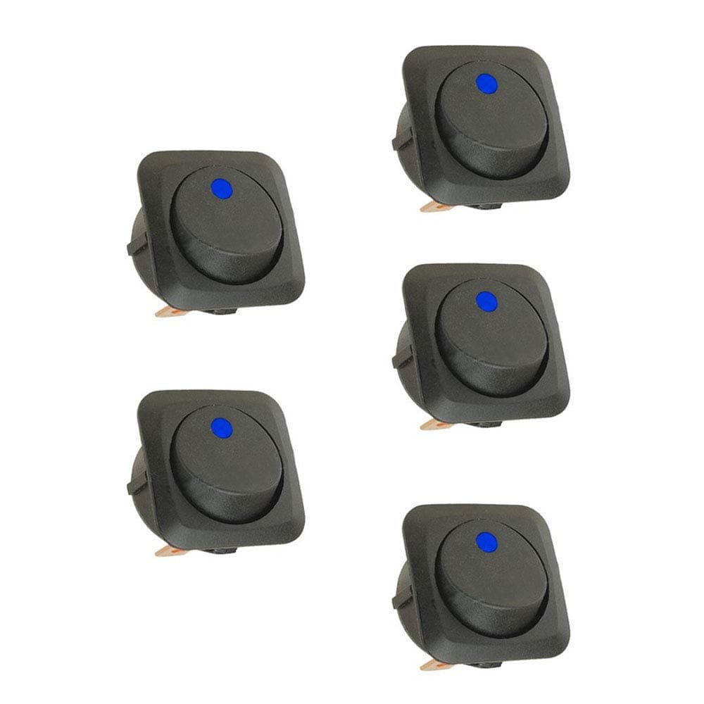 Mintice? 5 X 25mm Car Vehicle Boat Truck Round Rocker Toggle Switch Blue LED Light On-off SPST Control 12V 25A