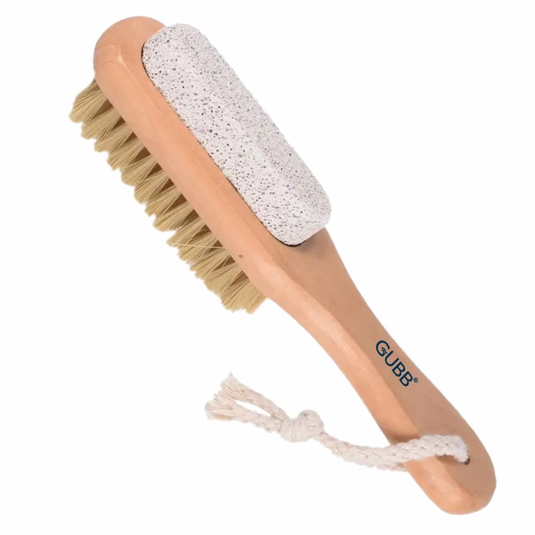 GUBB 2-in-1 Pumice Stone for Feet with Wooden Handle | Best Pumice Stone for Removing Dead Skin | Callus Remover, Exfoliator and Scrubber | Pedicure Tool for Men and Women for Deep Cleaning of Feet