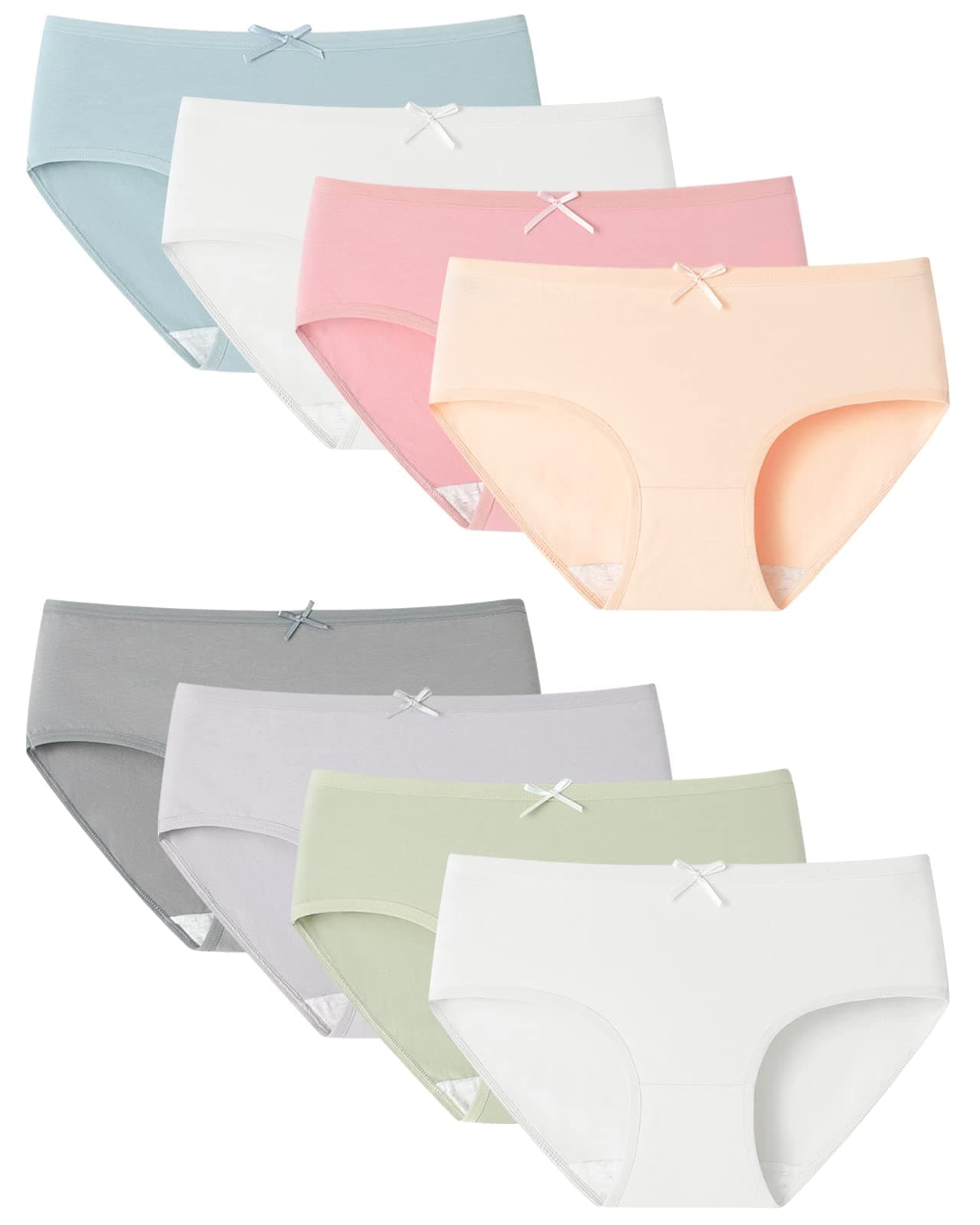 Teen Girls Knickers Solid Colour Underpants Pack of 8 Briefs