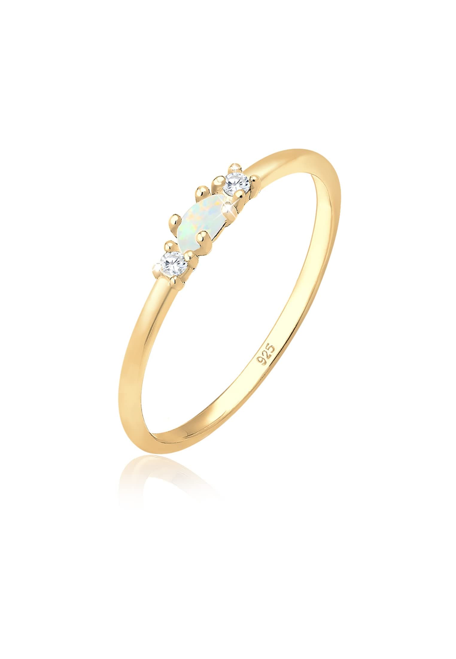 Ring Women Vintage Geo Opal Zirconia in 925 Sterling Silver