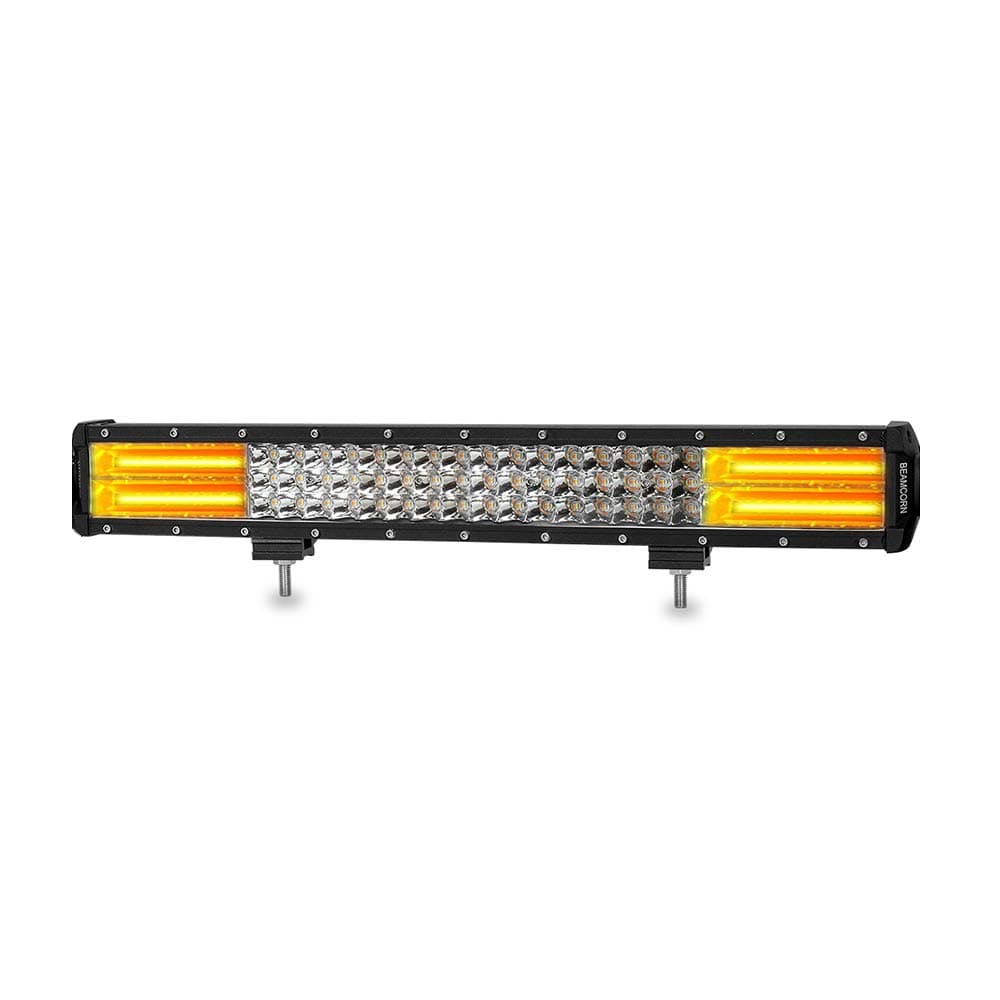 Led Light Bar BEAMCORN 20.5 Inch 288W Strobe Led Bar Flash Amber &White Triple Row Spot Flood Combo Off Road Lights Driving Lights for Trucks Suv ATV UTV Vehicles