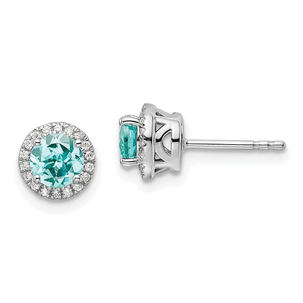 14ct White Gold Pure Serenity Lab Grown Dia Round Cr Paraiba Earrings
