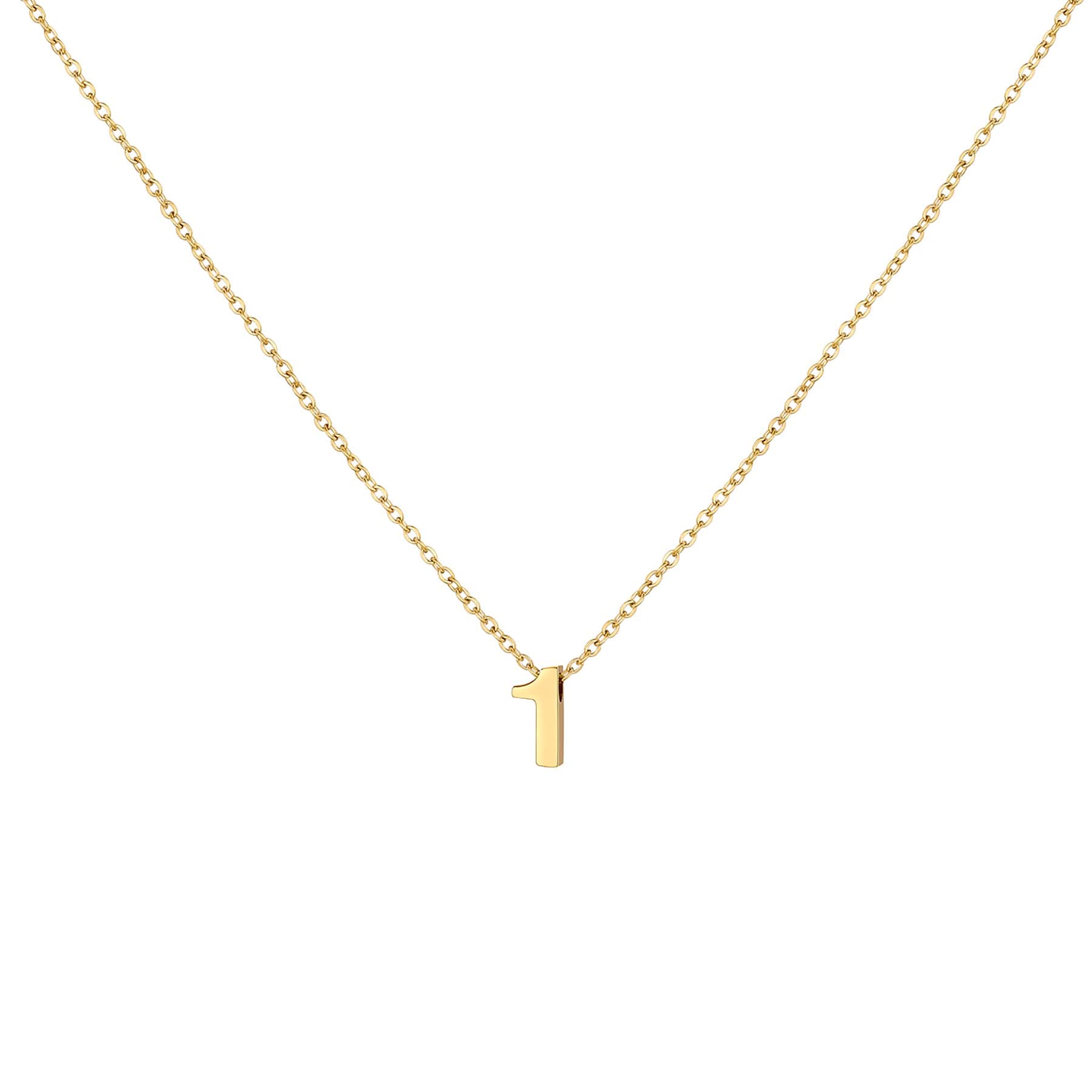 Gold Number Necklace for Women 18K Gold Plated Dainty Charm Birth Month Cute Pendant Choker Necklace Personalized Jewelry Birthday Gift for Her