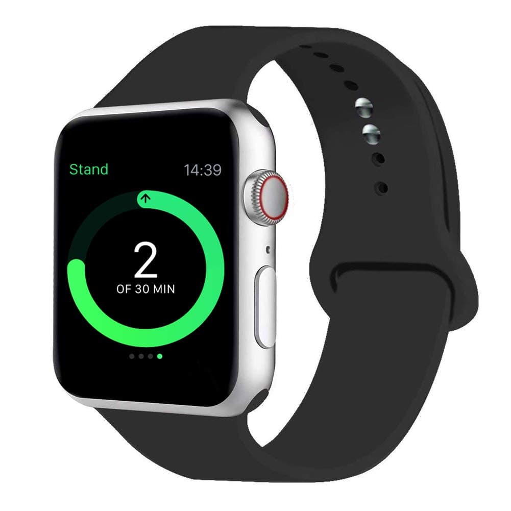 STBYSP Compatible with Apple Watch Band 38mm 40mm 42mm 44mm, Sport Band Replacement Wristband for iWatch Series 5/4/3/2/1, Soft Silicone for Women and Men - Black