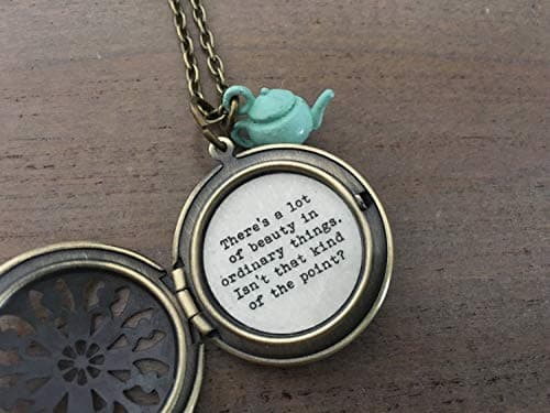 The Office Necklace, Pam Halpert, brass Locket, Theres a lot of beauty in ordinary things, novelty jewelry, Jim and Pam