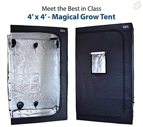 Magical Growth 4ft x 4ft x 6.5ft Highly Reflective Maylar Grow Tent with Front Viewing Window