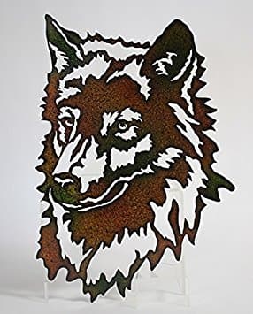 Metal Wolf Head Wall Art Lazer Cut Out Large 21.5"