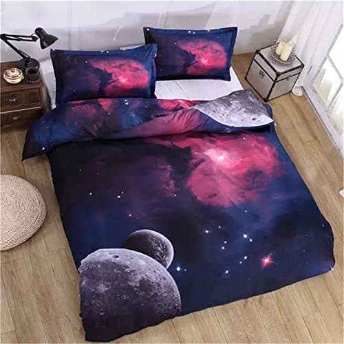 FaloUM Hipster Galaxy Kids Bedding Sets,3D Oil Universe Outer Space Themed Galaxy Print Duvet Cover Queen Size,100% Polyester(No Comforter),Twin Size 3Pc