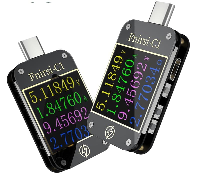 USB Tester Charge Detection FNIRSI-C1 Type-C PD Trigger USB-C Voltmeter Ammeter Fast Charging Protocol Test Type-C Meter Power Bank Tester with PC Software(FNIRSI-C1 wo Bluetooth)