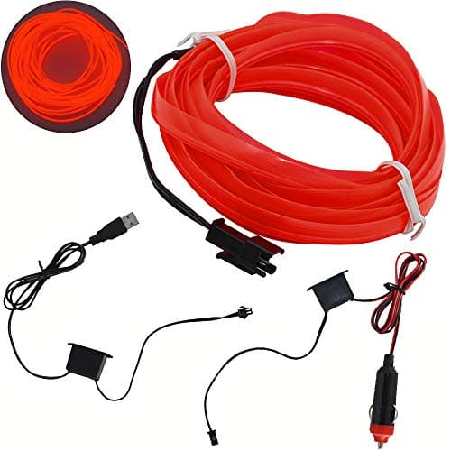 shunyang EL Wire Neon Lights for Cars Interior Exterior Cold Wire LED Lights DIY Decoration Strip Lights RED 2M 79 Inches 1Pcs