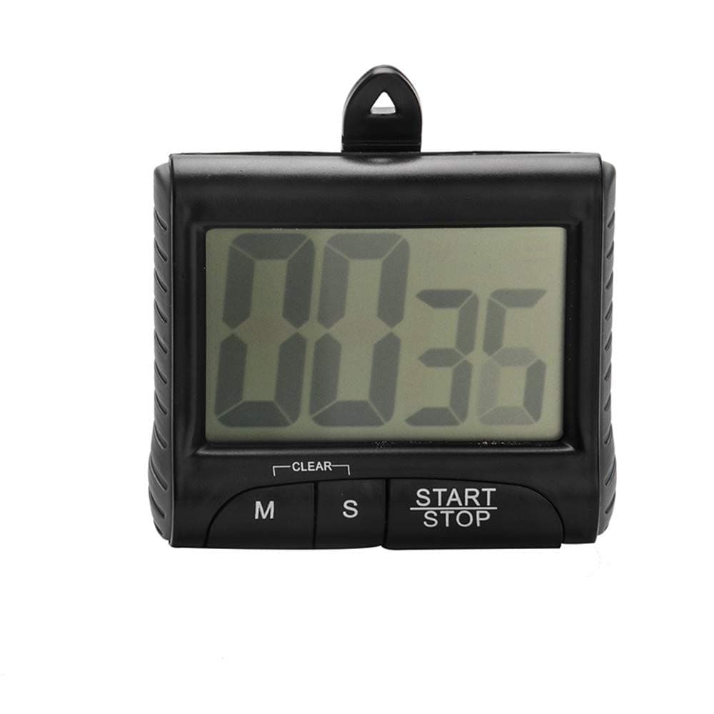 Digital Kitchen Timer Countdown Timer Counts Down/Up Magnetic with Large LCD Display,Loud Alarm,Memory Stopwatch Function,Bracket,Magnet for Cooking,Baking,Sport,Resting,Study by Hmjunboys（Black）
