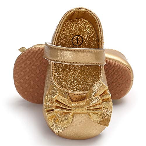 ENERCAKE Infant Baby Girls Mary Jane Flats Non-Slip Soft Soled Toddler First Walkers Crib Shoes Princess Dress Shoes