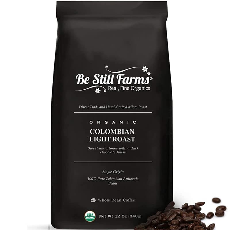 Colombian Organic Coffee Beans - Single Origin Whole Bean Coffee Light - 12 oz Light Roast Ideal to Ground - USDA Certified | Nutty Undertones | Chocolate Finish | Low Acid