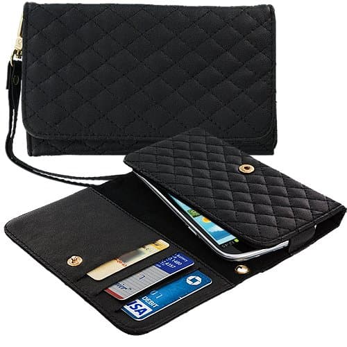 Accessory Planet(TM) Black Luxury Pouch Wallet Leather Pouch Case Cover with Credit Card Slots Holder Accessory for Samsung Galaxy S III S3