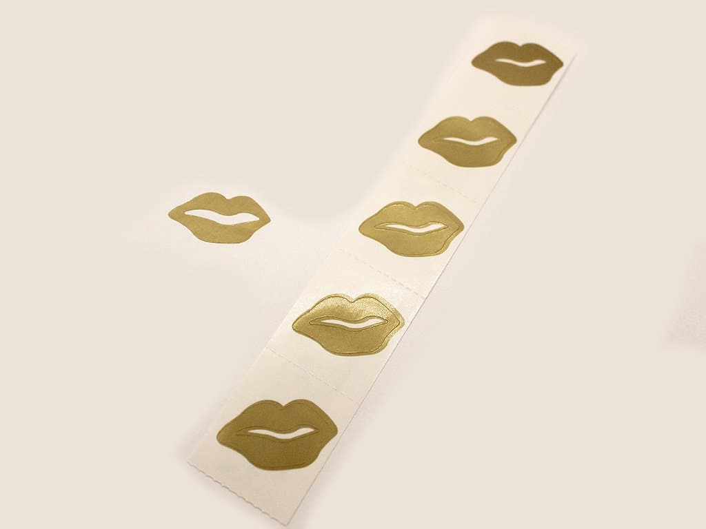 100 Golden Lips Stickers Perforated Tanning Stickers Flat not on a roll