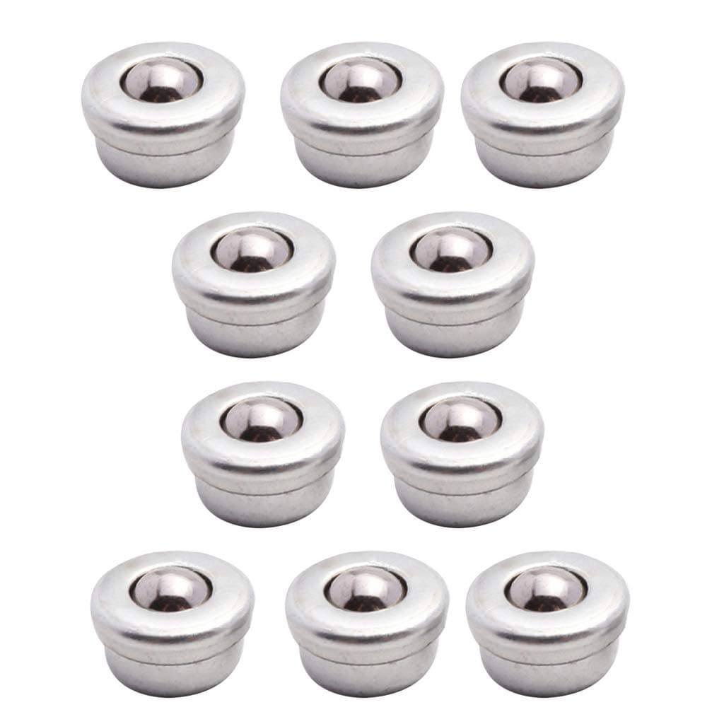 smallJUN 10Pcs 8mm Steel Conveyor Ball Sliver Transfer Bearing Unit Roller Wheels Small Flat Round Eye Conveying Ball Conveyor Ball Silver