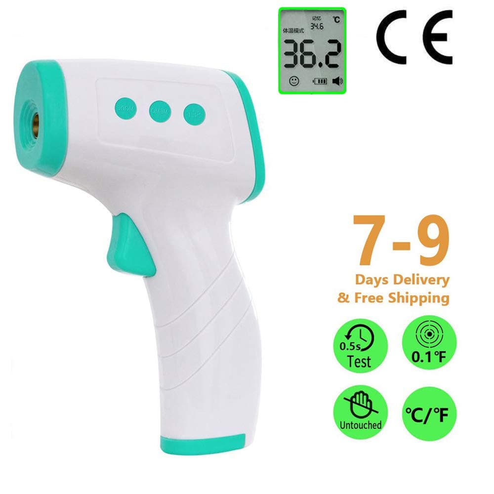SOMUNS Forehead Thermometer,Infrared Digital Medical Temporal Non-Contact Thermometer Temperature Handheld Gun with Memory,Fever Alarm,LCD Display for Body,Food,Baby and Adult (D)