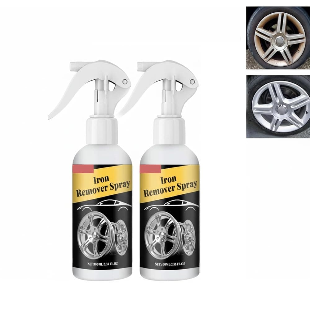 Iron Powder Remover - Car Rust Remover Spray, Rim Iron Cleaner Remove Iron Particles in Automobile tire, Motorcycle, Use Before Car Wax or Car Wash, Effective Wheel Decontamination (200ml/6.7oz)