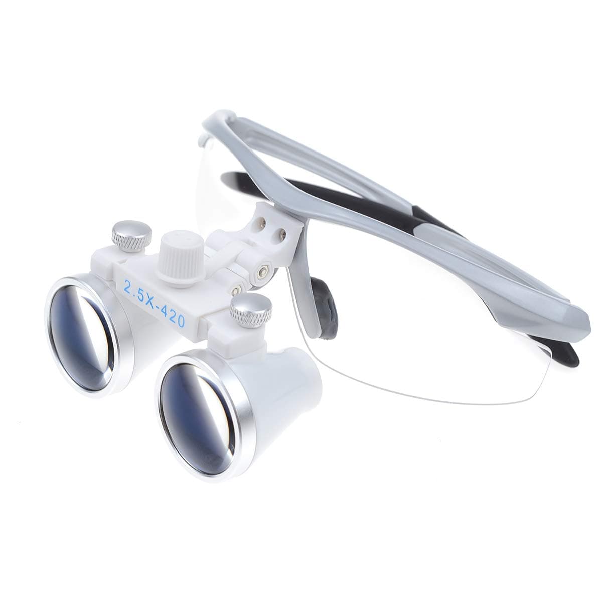Aries Outlets 2.5X420mm Dental Loupes Binocular Magnifier Medical Surgical Glasses Frame (Silver)