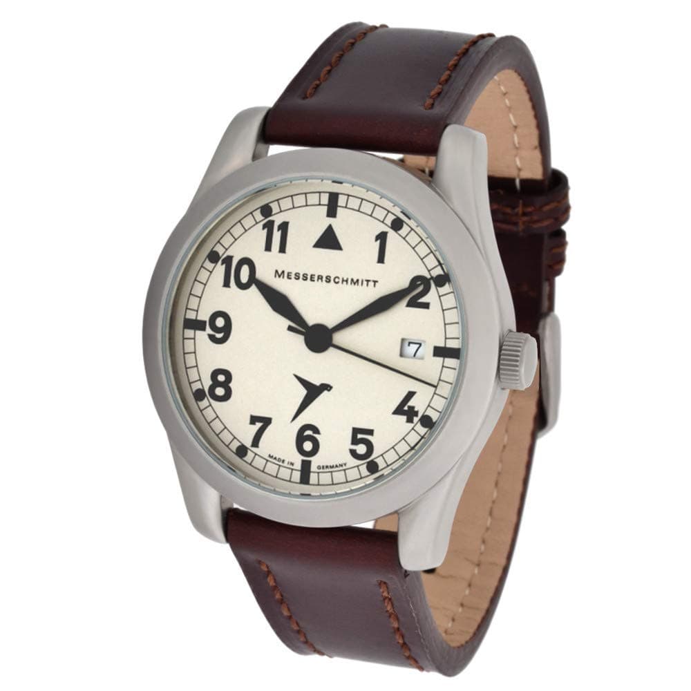 Messerschmitt Aviator Watch ME1285-1L 5ATM Unisex Quartz Swiss Ronda 515 Movement Watch With Brown Leather Strap