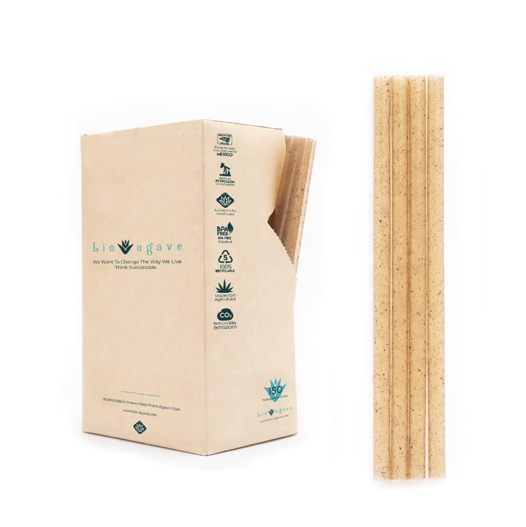BIO AGAVEBiodegradable 5.9" Cocktail Short Straws Made From Agave Fibers 150 Pcs | Plant-Based Eco-Friendly Products | Drinking Straws | Reusable Straws | Plastic-Free | Gluten Free