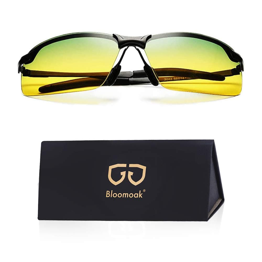 BLOOMOAK Night Driving Glasses, Polarized Night Vision Glasses - Anti glare, UV 400 Protection,Fishing, Outdoor Sport