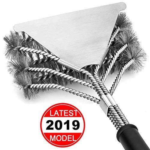 huboo Grill Brush Barbecue Cleaning Scraper Safe 18'' Stainless Steel Wire 3 in 1 Bristles Head BBQ Cleaning Brush Great Grilling Accessories for Grill Cooking Cleaning