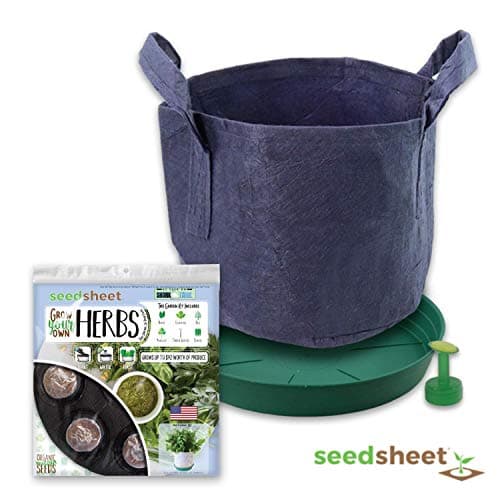 Home Garden Seeds – Seedsheet Grow Your Own Organic Gardening Pods – Eco Friendly Homemade Ingredients with Fabric Container – Partial Kit (Herbs)