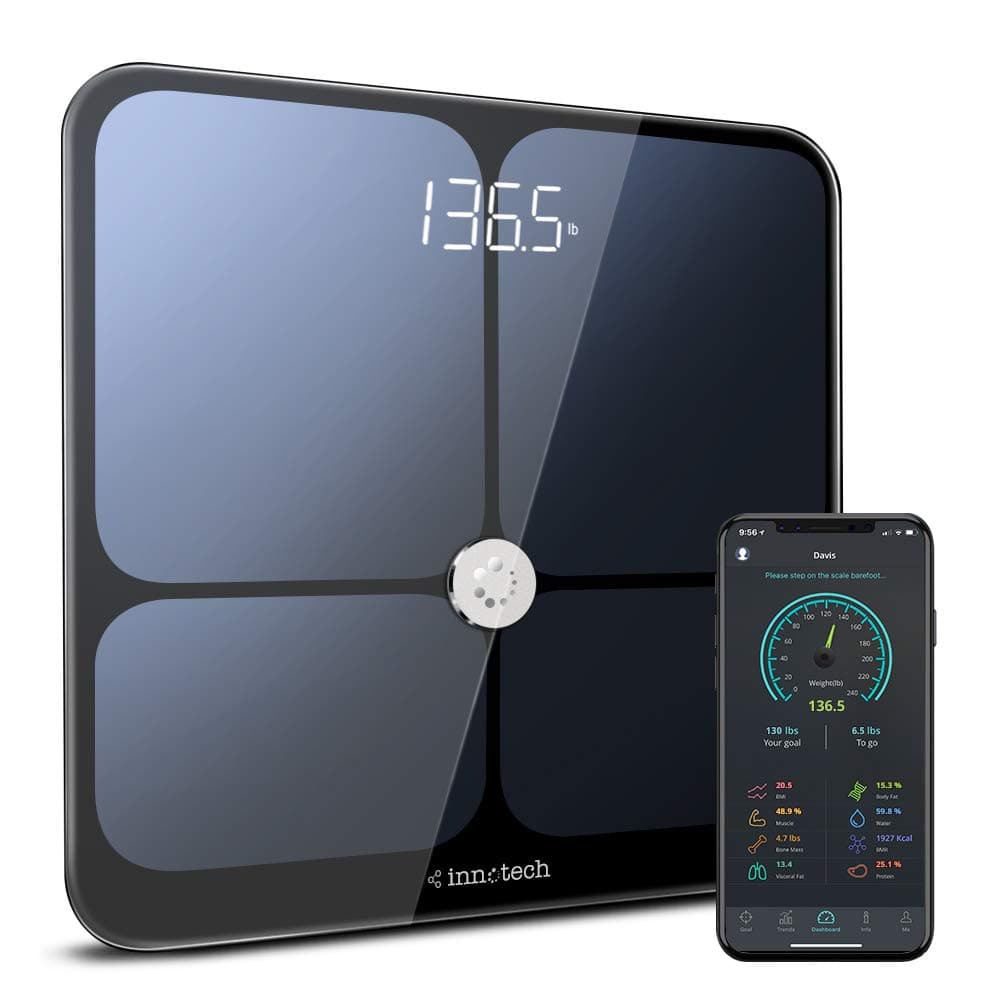 Innotech Smart Bluetooth Body Fat Scale Digital Bathroom Weight Weighing Scales Body Composition BMI Analyzer & Health Monitor with Free APP, Compatible with Fitbit, Apple Health & Google Fit