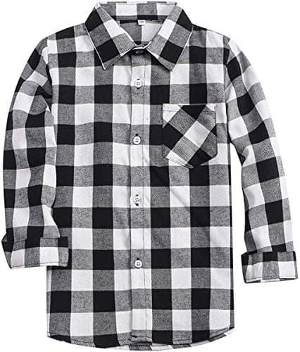 SANGTREE Boy's & Men's Button Down Shirts Casual Long Sleeve Plaid Shirts, 3 Months - Adult 9XL