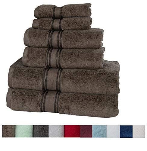 Casa Lino Quick Dry Super Zero Twist 6 Piece Bath Towel Set 7 Star Hotel Luxury Collection, 2 Bath Towel 28x54, 2 Hand Towel- 16x28, Face Towel- 13x13 (Chocolate)