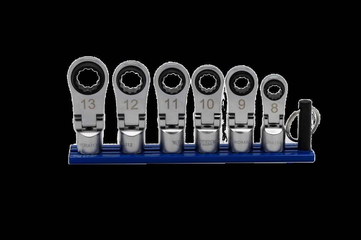 VIM 6 PC. 12PT Nano Flex Offset RATCHETING Attachment Set - 3/8" Drive (8-13MM)