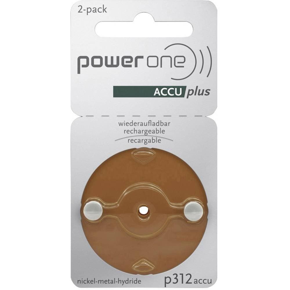 Powerone Accu Plus Rechargeable Hearing Aid Batteries Size 312 - Pack of 2