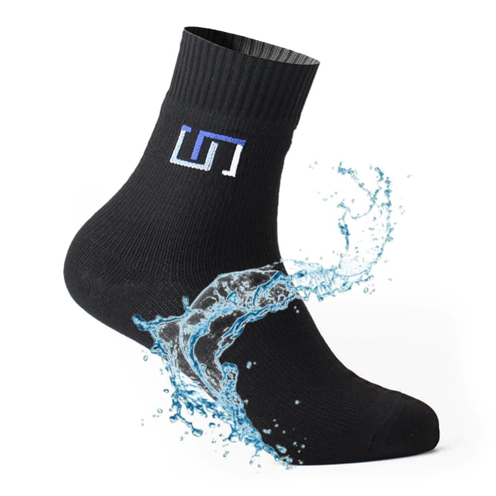Non-Leather, 100% Waterproof, Breathable, and Anti-Odor Socks for Ablution (Wudu) & Outdoor Activities [Jet Black][Unisex]