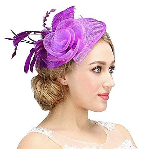 Valdler Halloween Black Costume Feather Net and Veil Fascinator Hair Clip Hat Hair Accessories Clip for Festival Party
