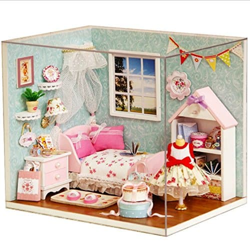 Cuteroom Wooden Handmade Dollhouse Miniature DIY Kit- Happy Little World Model & Furniture/Parts (1:24 Scale Dollhouse)