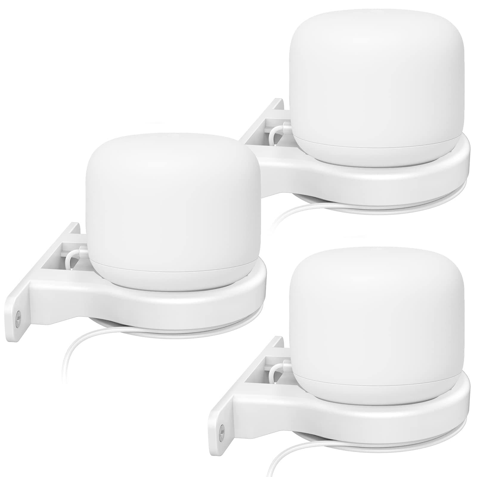 Delidigi 3 Pack ABS Wall Mount Compatible with Nest WiFi Router- AC2200 Bracket Holder Shelf for Nest WiFi Point [Built-in Cable Management](3 Pack, White)