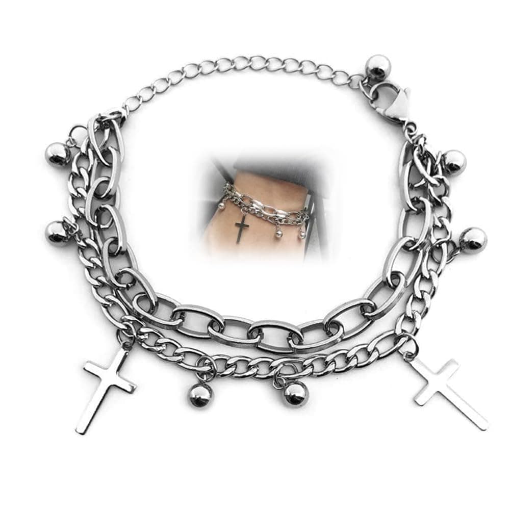 Punk Gothic Cross Bangle Bead Bracelet Female Hand Jewelry for Women Bracelets Jewelry Gift for Women