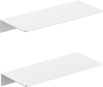 Metal Floating Shelf 2-Piece Set - Rust-Resistant Aluminum Wall Shelves - No Drill Wall Mounted Shower Caddy, Ideal for Display & Storage in Any Room (30cm, Piano White)